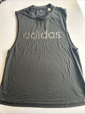 adidas Black Graphic Sleeveless Muscle Tank